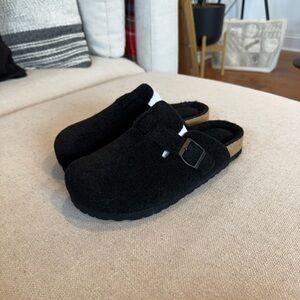 Cushionaire Hana Cork Footbed Clog Wools, Black, Sz 8.5, NWB